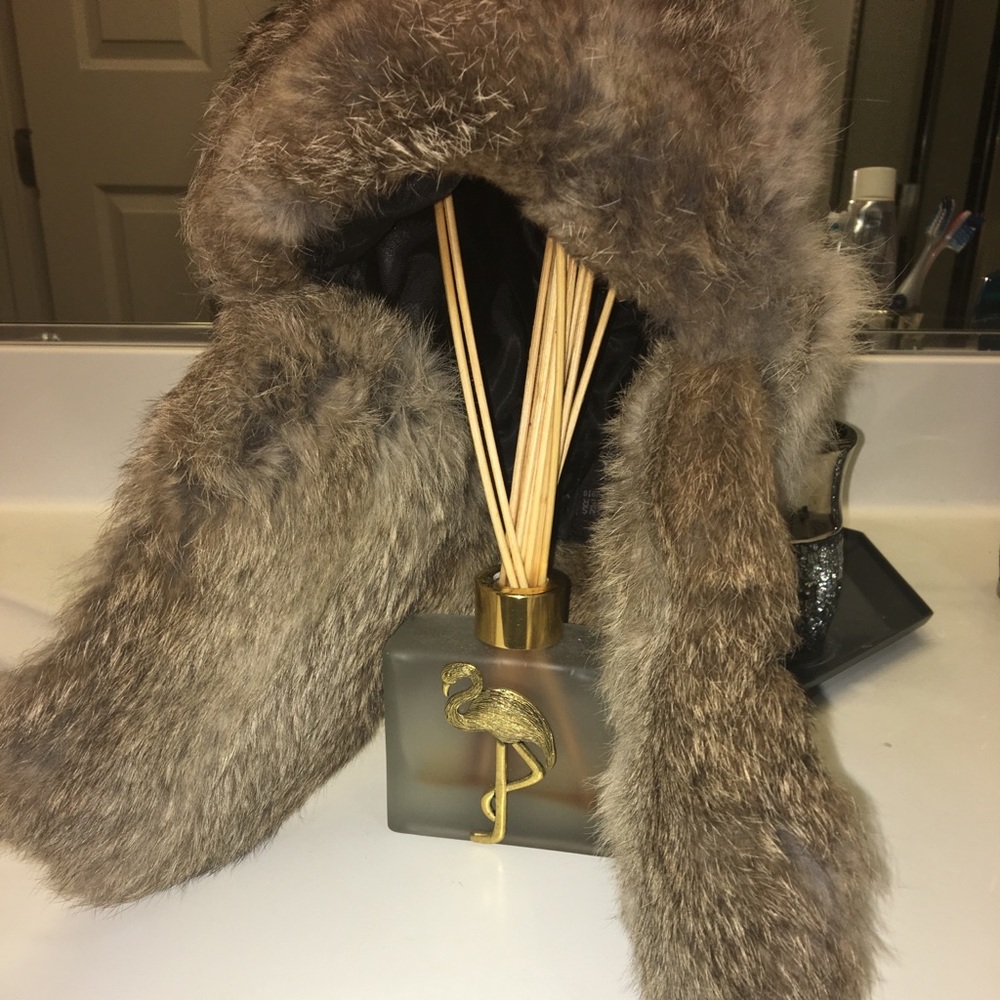 Rabbit fur aviator hat